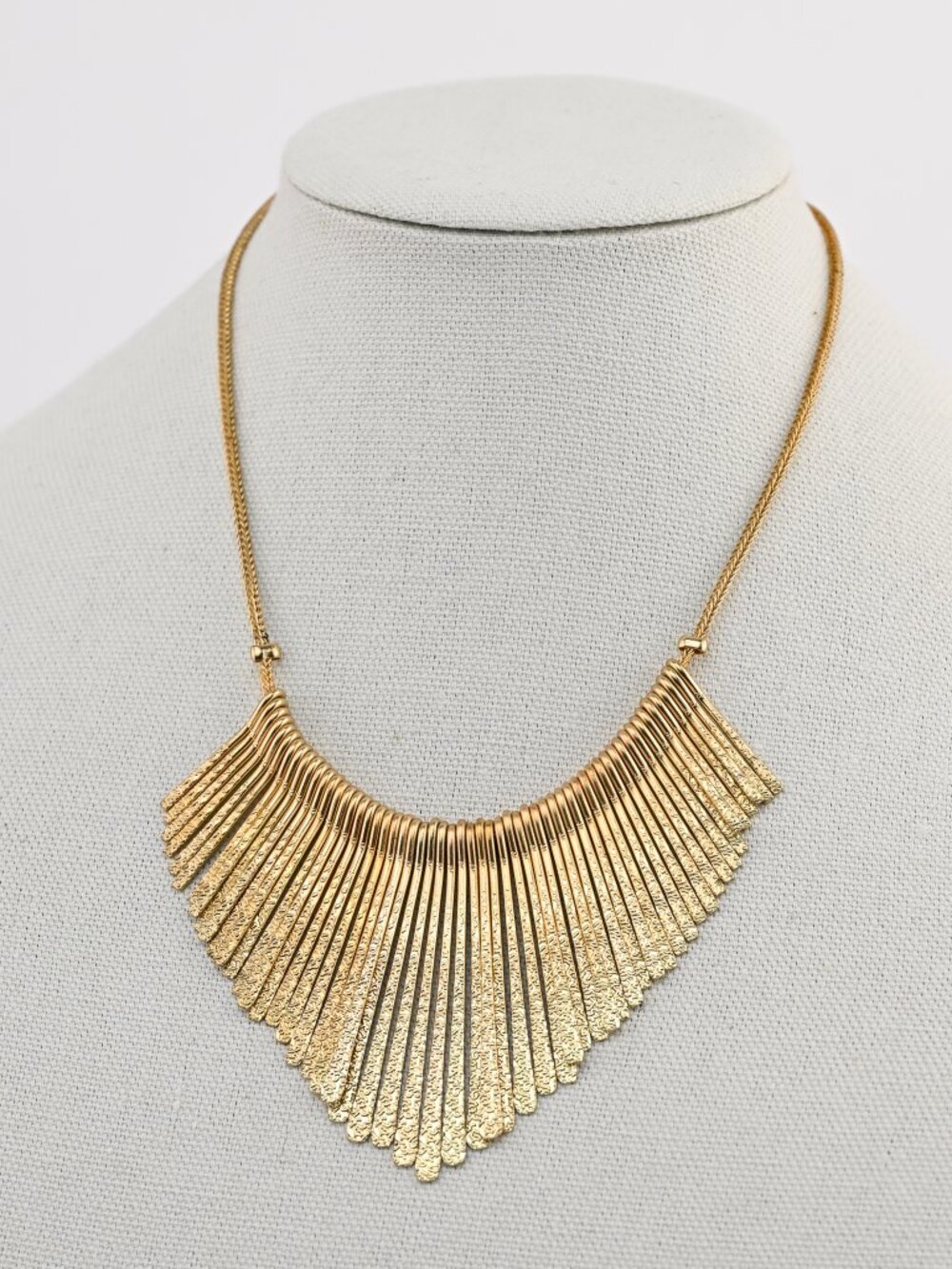 Gold-Tone Fringe Bib Necklace